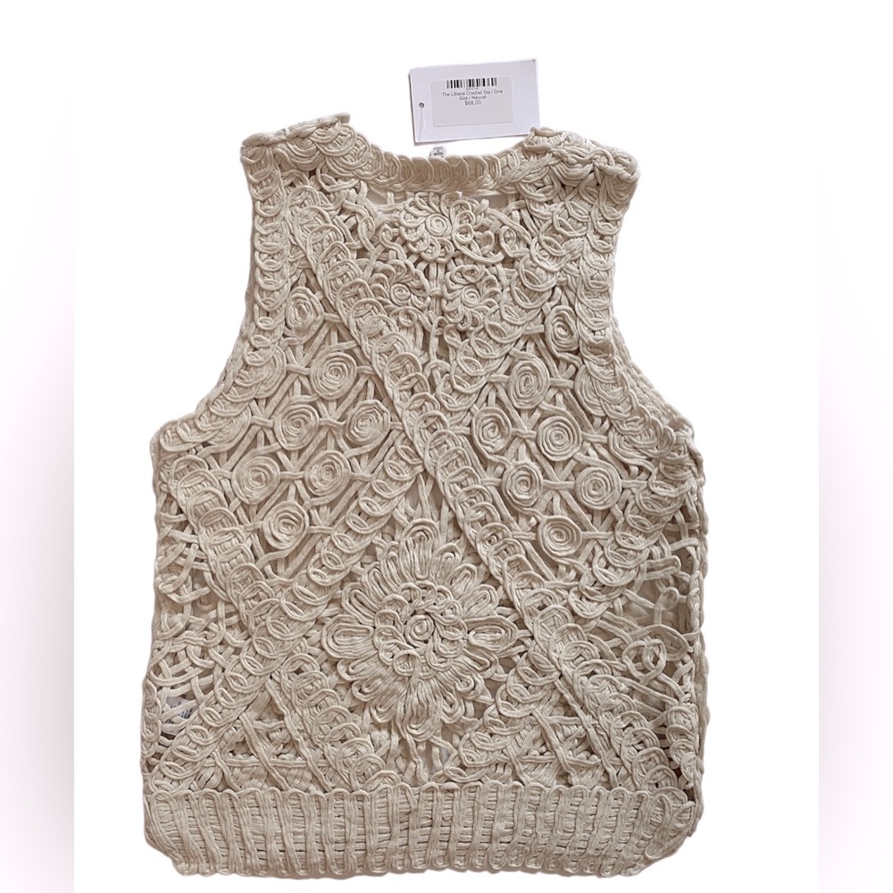 NWT en Crème Lilliana Crochet Top Boho Natural Cream Color No Size - Picture 6 of 8